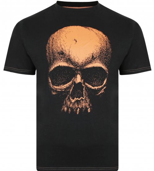 Kam Jeans 5374 Ghost Skull Print T-shirt Black - Kratke Majice - Moške kratke majice za močnejše postave