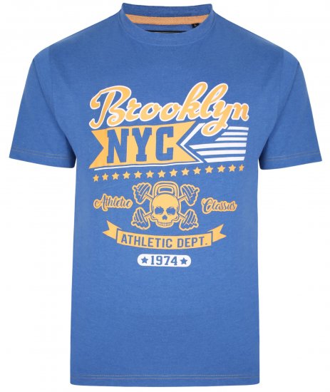 Kam Jeans 5389 Brooklyn NYC T-Shirt Blue - Kratke Majice - Moške kratke majice za močnejše postave