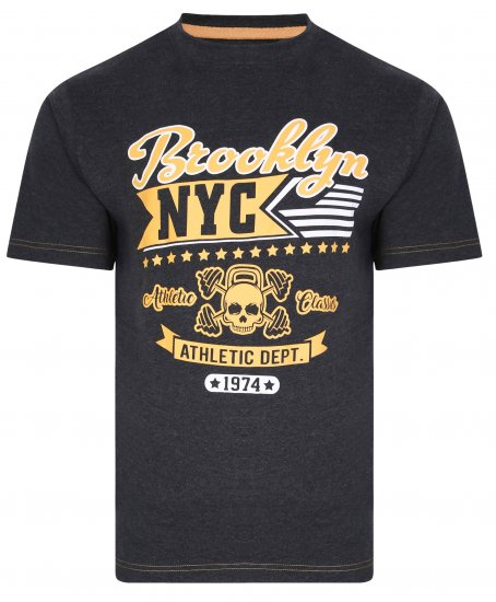 Kam Jeans 5389 Brooklyn NYC T-Shirt Charcoal - Kratke Majice - Moške kratke majice za močnejše postave