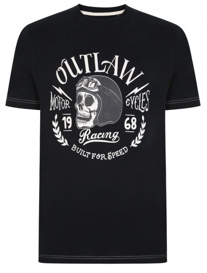 Kam Jeans 5391 Outlaws Skull Print T-Shirt - Kratke Majice - Moške kratke majice za močnejše postave