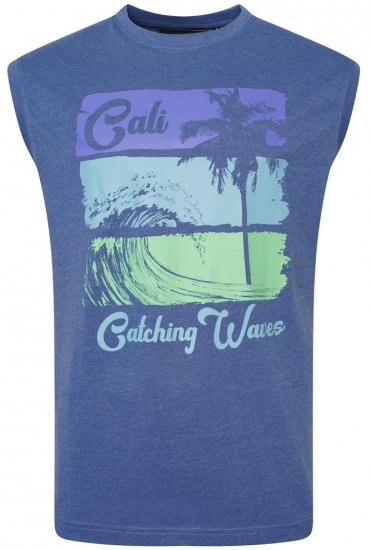 Kam Jeans 5397 California Sleeveless Tee Blue Marl - Kratke Majice - Moške kratke majice za močnejše postave