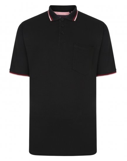 Kam Jeans Polo with Pocket Black - Polo majice - Moške Polo Majice za Močnejše Postave