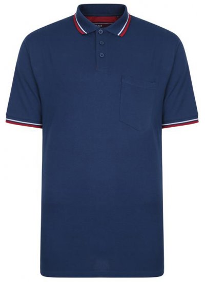 Kam Jeans 5400B Tipped Polo with Pocket Insignia Blue - Polo majice - Moške Polo Majice za Močnejše Postave
