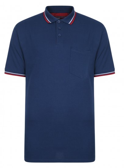 Kam Jeans Polo with Pocket Insignia Blue - Polo majice - Moške Polo Majice za Močnejše Postave