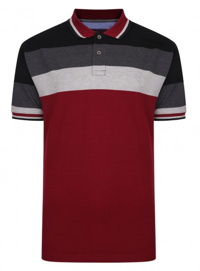 Kam Jeans Contrast Stripe Polo Grey - Polo majice - Moške Polo Majice za Močnejše Postave