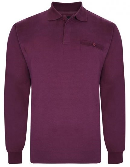 Kam Jeans 5457 LS Peach Finish Polo Plum - Polo majice - Moške Polo Majice za Močnejše Postave