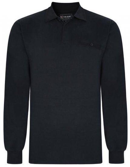 Kam Jeans 5457 LS Peach Finish Polo Black - Polo majice - Moške Polo Majice za Močnejše Postave