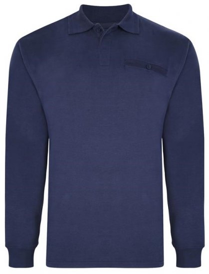 Kam Jeans 5457 LS Peach Finish Polo Navy - Polo majice - Moške Polo Majice za Močnejše Postave