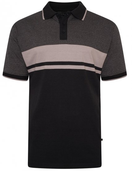 Kam Jeans 5462 Dobby Weave Polo Black - Polo majice - Moške Polo Majice za Močnejše Postave