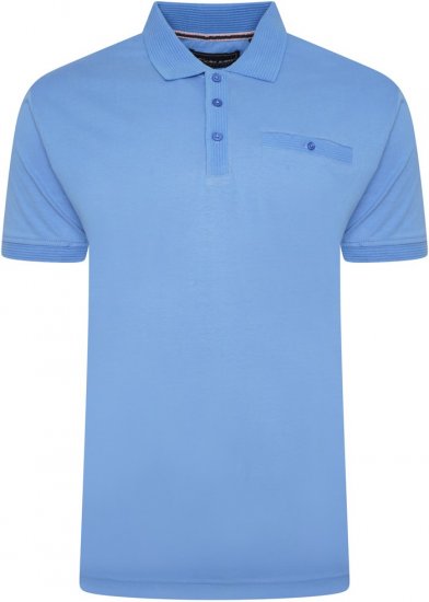 Kam Jeans 5498 Jersey Polo with Self Stripe Jacquard Collar/Cuffs Royal Blue - Polo majice - Moške Polo Majice za Močnejše Postave