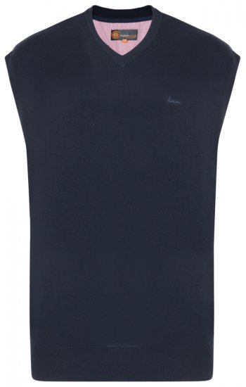 Kam Jeans V-neck Knitted Vest Navy - Puloverji & jopice - Moški Puloverji & Jopice za Močnejše Postave