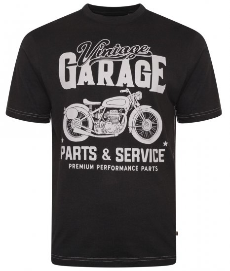 Kam Jeans 5702 Vintage Print T-Shirt Black - Kratke Majice - Moške kratke majice za močnejše postave