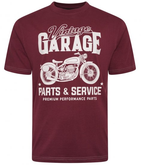 Kam Jeans 5702 Vintage Print T-Shirt Plum - Kratke Majice - Moške kratke majice za močnejše postave