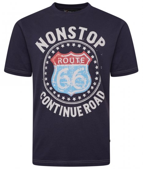 Kam Jeans 5708 Route 66 T-Shirt Navy - Kratke Majice - Moške kratke majice za močnejše postave