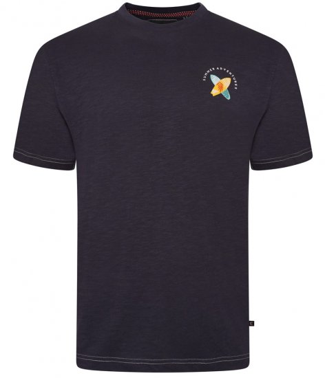 Kam Jeans 5709 Summer Adventure Print Tee Indigo - Kratke Majice - Moške kratke majice za močnejše postave