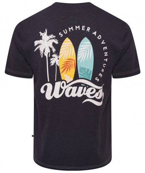 Kam Jeans 5709 Summer Adventure Print Tee Indigo - Kratke Majice - Moške kratke majice za močnejše postave