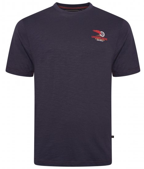 Kam Jeans 5710 Legendary Racing Slub Tee With Back Print Navy - Kratke Majice - Moške kratke majice za močnejše postave