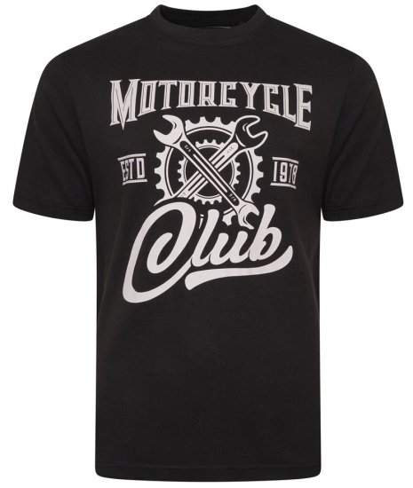 Kam Jeans 5712 Twin Pack Motorcycle/Cycle Print Tee Black and Navy - Kratke Majice - Moške kratke majice za močnejše postave