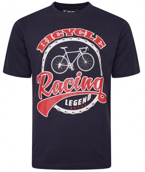 Kam Jeans 5712 Twin Pack Motorcycle/Cycle Print Tee Black and Navy - Kratke Majice - Moške kratke majice za močnejše postave