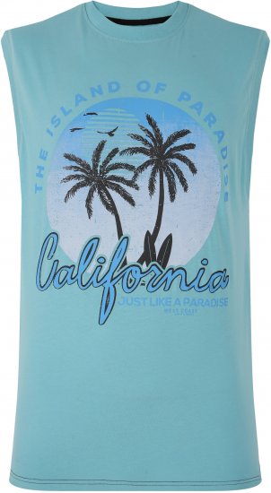 Kam Jeans 5727 California Paradise Sleeveless T-Shirt Light Blue - Kratke Majice - Moške kratke majice za močnejše postave