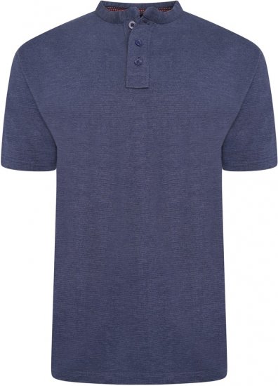 Kam Jeans 5744 Textured Jersey Grandad Top Indigo - Polo majice - Moške Polo Majice za Močnejše Postave