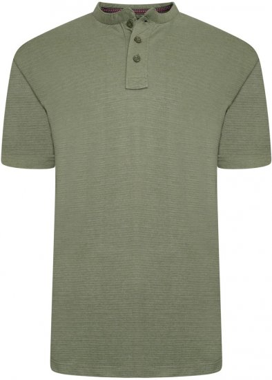 Kam Jeans 5744 Textured Jersey Grandad Top Khaki - Polo majice - Moške Polo Majice za Močnejše Postave