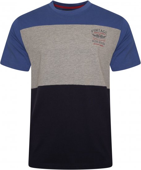 Kam Jeans 5746 Cut & Sew T-Shirt with Print Blue - Kratke Majice - Moške kratke majice za močnejše postave