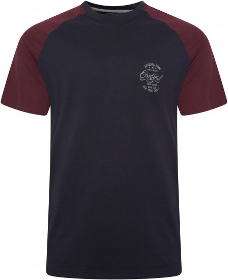 Kam Jeans 5747 Raglan T-Shirt with Print Navy - Kratke Majice - Moške kratke majice za močnejše postave