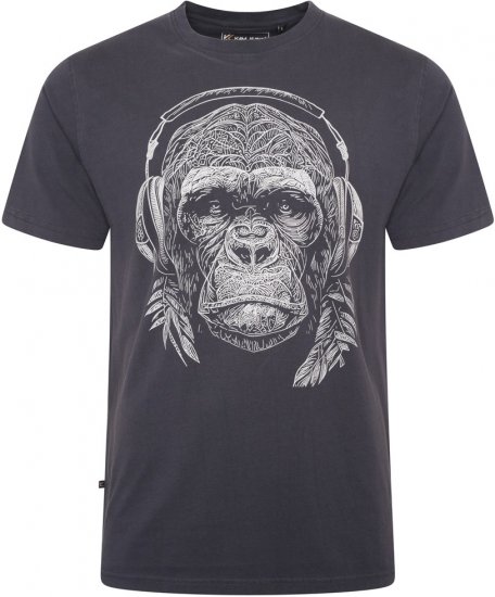 Kam Jeans 5759 Stencil Gorilla Print T-Shirt Indigo - Kratke Majice - Moške kratke majice za močnejše postave