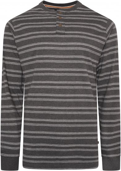 Kam jeans 5761 Embossed Waffle Stripe Long Sleeve Henley Shirt Charcoal - Polo majice - Moške Polo Majice za Močnejše Postave