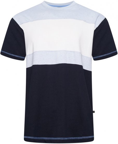 Kam Jeans 5780 Cut And Sew Panel T-Shirt Navy - Kratke Majice - Moške kratke majice za močnejše postave