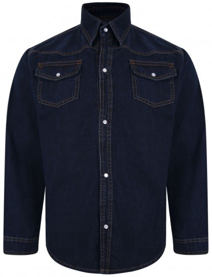 Kam Jeans 602 Denim Shirt Indigo - Srajce - Moške srajce za Močnejše Postave
