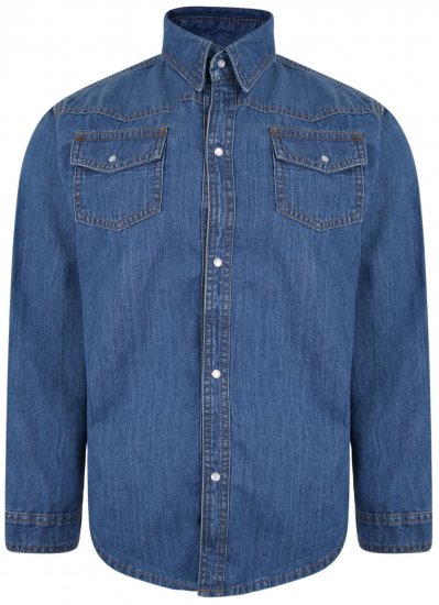 Kam Jeans 602 Denim Shirt Stonewash - Srajce - Moške srajce za Močnejše Postave