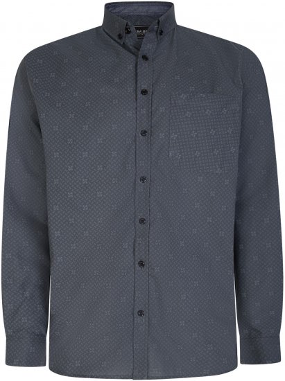 Kam Jeans 6033 Dobby Printed Long Sleeve Shirt Charcoal - Srajce - Moške srajce za Močnejše Postave