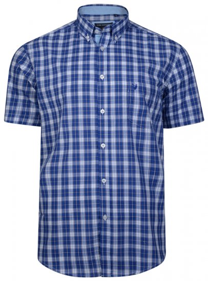 Kam Jeans 6155 Short Sleeve Check Shirt Blue - Srajce - Moške srajce za Močnejše Postave