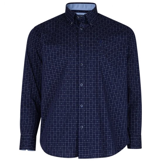 Kam Jeans 6158 Long Sleeve Dobby Embroidery Shirt Navy - Srajce - Moške srajce za Močnejše Postave