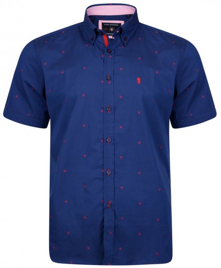 Kam Jeans 6160 Short Sleeve Dobby Print Shirt Twilight Blue - Srajce - Moške srajce za Močnejše Postave
