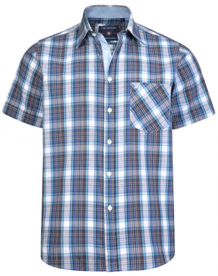 Kam Jeans 6163 Short Sleeve Shirt Blue - Srajce - Moške srajce za Močnejše Postave