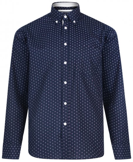 Kam Jeans 6176 Long Sleeve Shirt Navy - Srajce - Moške srajce za Močnejše Postave