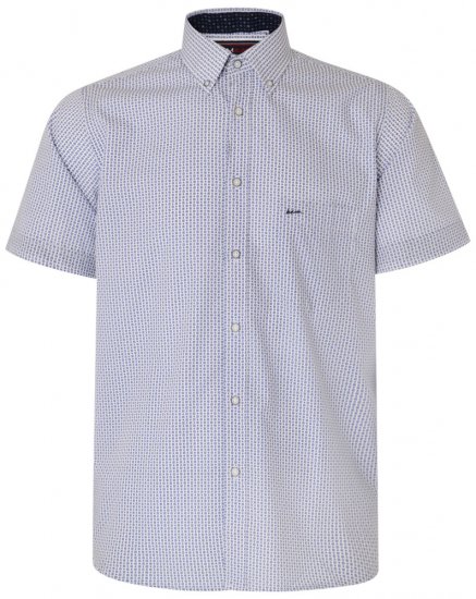 Kam Jeans 6186 Short Sleeve Shirt Blue - Srajce - Moške srajce za Močnejše Postave