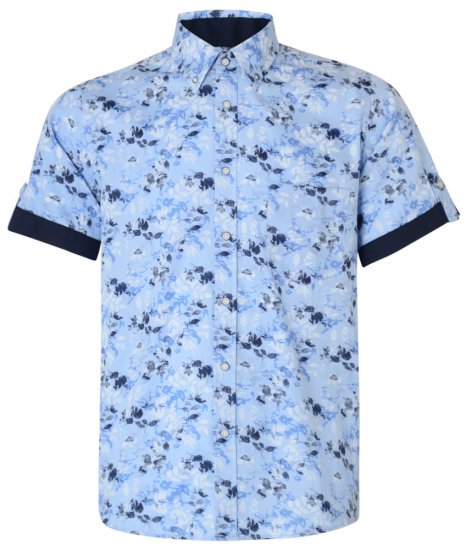 Kam Jeans 6190 Short Sleeve Shirt Blue - Srajce - Moške srajce za Močnejše Postave