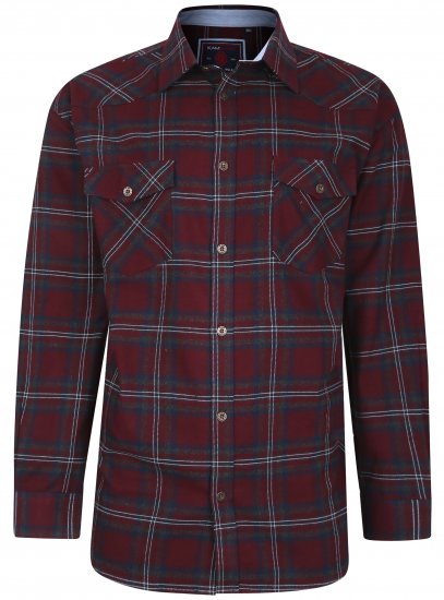 Kam Jeans 6194 Long Sleeve Flannel Shirt Burgundy - Srajce - Moške srajce za Močnejše Postave