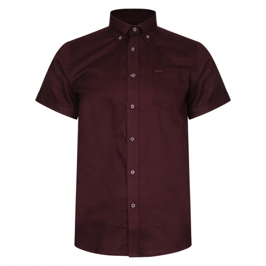 Kam Jeans 6204 Self Pattern Weave Shirt Burgundy - Srajce - Moške srajce za Močnejše Postave