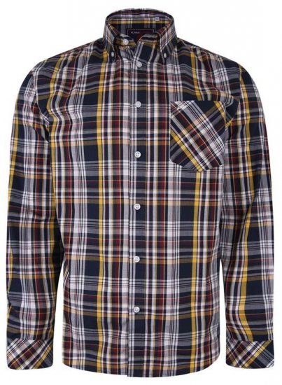 Kam Jeans 6208 LS Casual Check Shirt Navy - Srajce - Moške srajce za Močnejše Postave