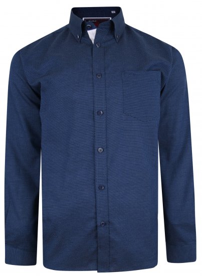 Kam Jeans 6210 LS Dobby Stitch Shirt Indigo - Srajce - Moške srajce za Močnejše Postave