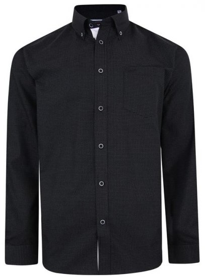Kam Jeans 6210 LS Dobby Stitch Shirt Black - Srajce - Moške srajce za Močnejše Postave
