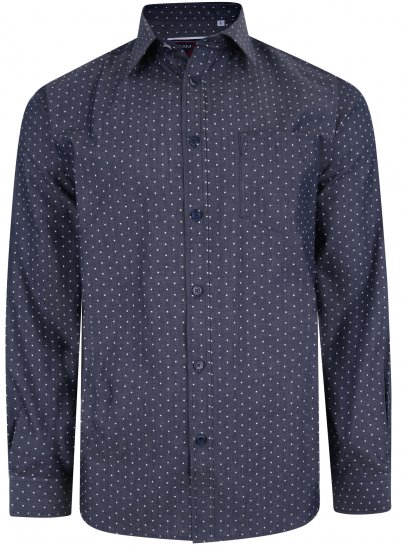 Kam Jeans KBS 6212 Star Print Chambray Shirt Indigo - Srajce - Moške srajce za Močnejše Postave