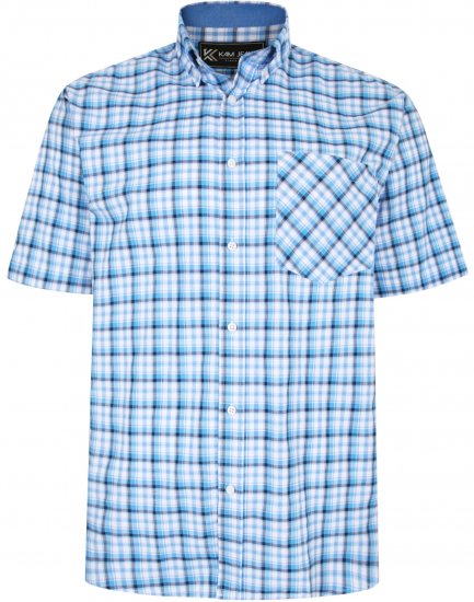 Kam Jeans 6214 Check Shirt Blue - Srajce - Moške srajce za Močnejše Postave
