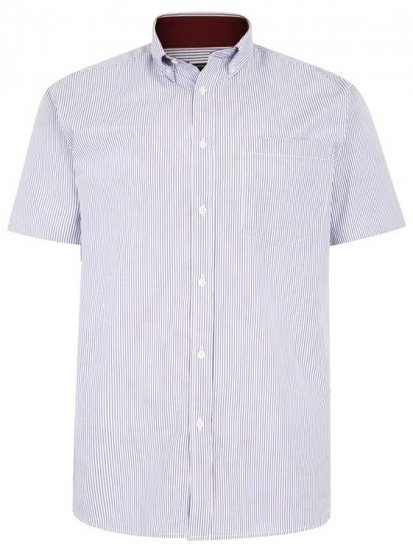 Kam Jeans 6218 SS Casual Stripe Shirt Burgundy - Srajce - Moške srajce za Močnejše Postave