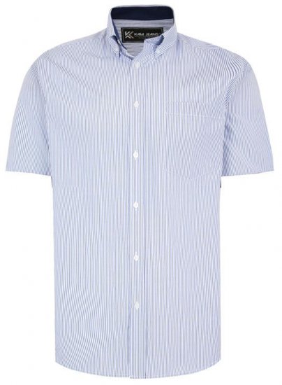 Kam Jeans 6218 SS Casual Stripe Shirt Navy - Srajce - Moške srajce za Močnejše Postave